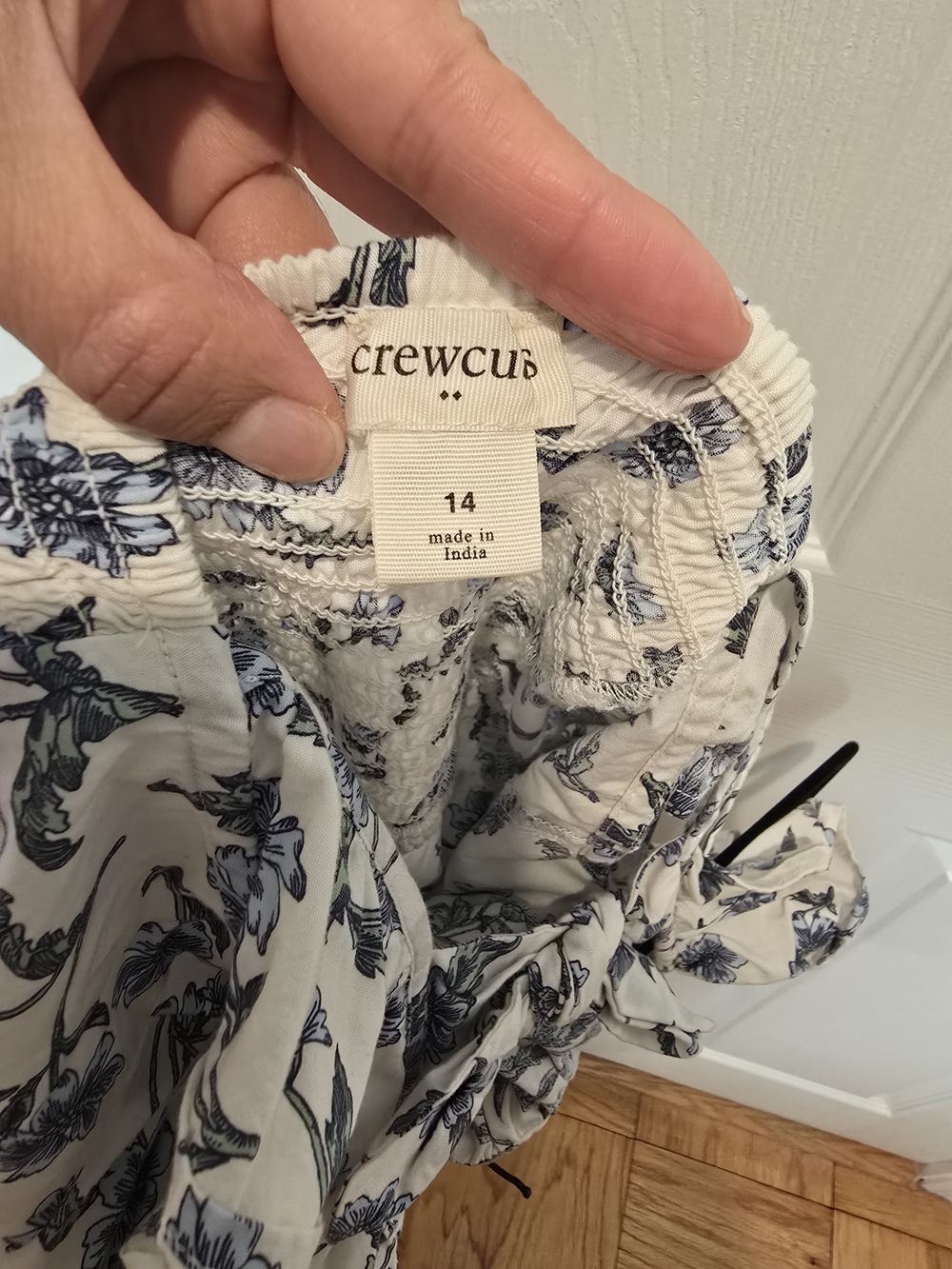 Crewcuts White Dress with Navy Floral Print